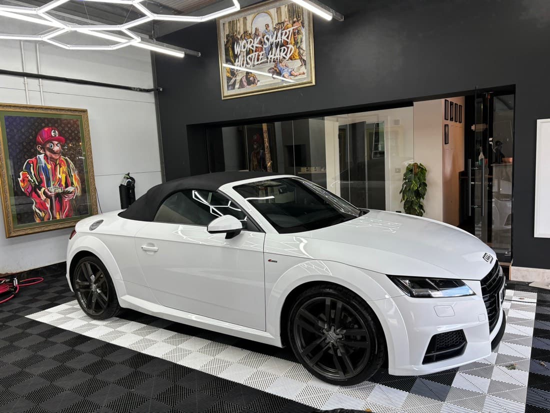 White Audi TT after a full valet at The Valet Club detailing studio